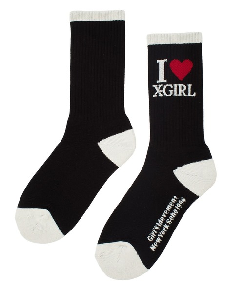 X-girl(エックスガール)の「I LOVE X-GIRL RIBBED SOCKS(ソックス/靴下・レディース・ブラック/ホワイト/ピンク・ONE SIZE)」の6枚目の写真