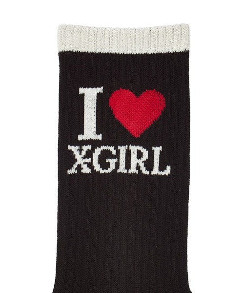 X-girl(エックスガール)の「I LOVE X-GIRL RIBBED SOCKS(ソックス/靴下・レディース・ブラック/ホワイト/ピンク・ONE SIZE)」の7枚目の写真