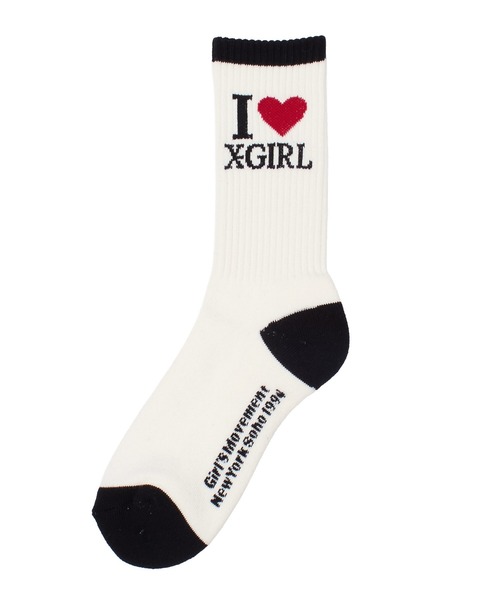 X-girl(エックスガール)の「I LOVE X-GIRL RIBBED SOCKS(ソックス/靴下・レディース・ブラック/ホワイト/ピンク・ONE SIZE)」の5枚目の写真