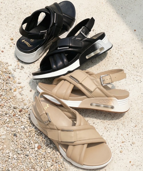 ASH（アッシュ）の「アッシュ【LOVER】クロスベルトサンダル エアーデザイン スポーツサンダル スポサン スニーカーサンダル 5.5cmヒール（サンダル・レディース・ブラック/ベージュ・35/40/39/38/37/36）」の3枚目の写真