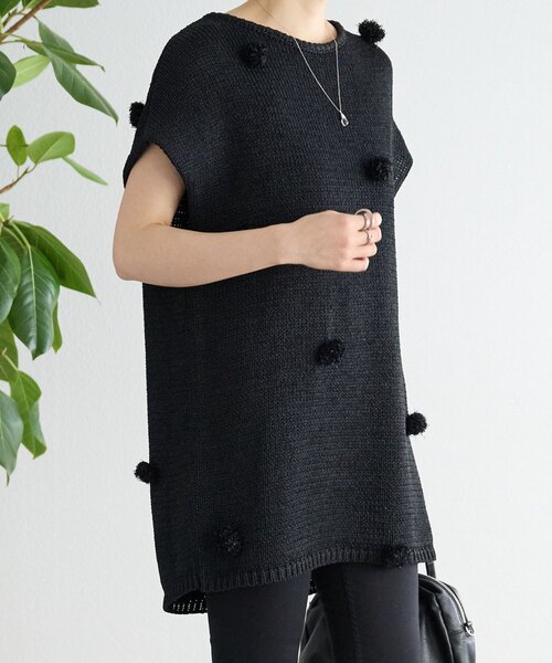 BEARDSLEY(ビアズリー)の「ポンポンフレンチニットプルオーバー(ニット/セーター・レディース・ホワイト/ブラック・FREE)」の2枚目の写真