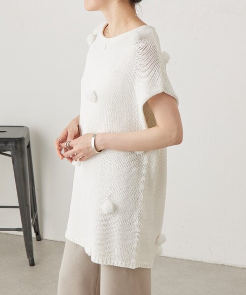 BEARDSLEY(ビアズリー)の「ポンポンフレンチニットプルオーバー(ニット/セーター・レディース・ホワイト/ブラック・FREE)」の8枚目の写真