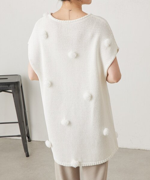 BEARDSLEY(ビアズリー)の「ポンポンフレンチニットプルオーバー(ニット/セーター・レディース・ホワイト/ブラック・FREE)」の9枚目の写真