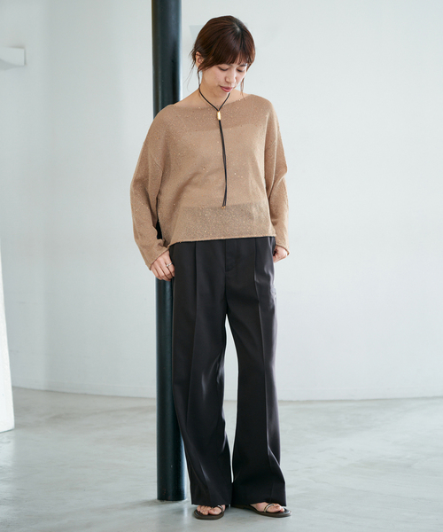 IENA(イエナ)の「ウォッシャブル スパークルコットンプルオーバー(ニット/セーター・レディース・ベージュ/ホワイト・FREE)」の4枚目の写真
