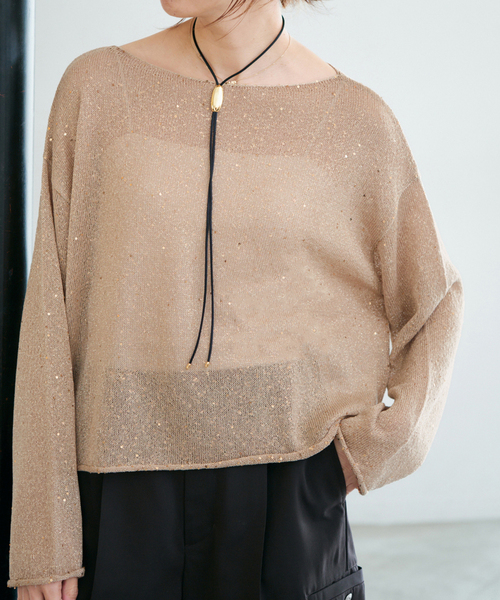 IENA(イエナ)の「ウォッシャブル スパークルコットンプルオーバー(ニット/セーター・レディース・ベージュ/ホワイト・FREE)」の15枚目の写真