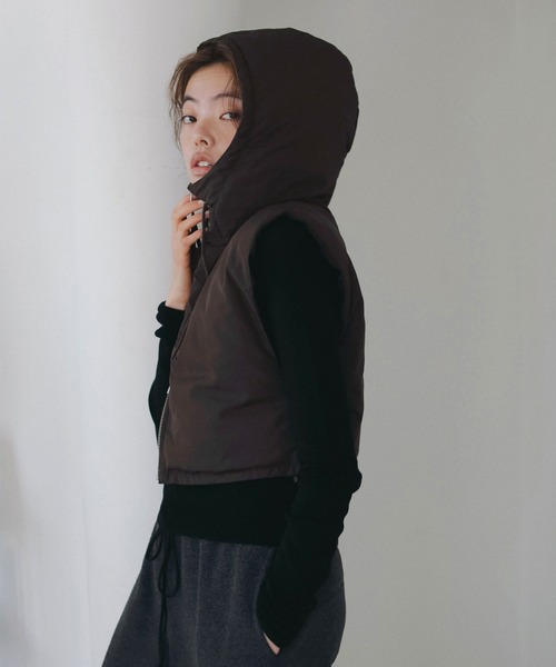 anuke(アンヌーク)の「Hooded Down Vest(その他アウター・レディース・ブラウン/アイボリー・FREE)」の1枚目の写真