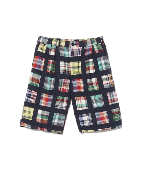 BEAMS PLUS（ビームスプラス）の「2 Pleats Shorts Window Patchwork Madras（その他パンツ・メンズ・ネイビー・X-LARGE/LARGE/SMALL）」の8枚目の写真