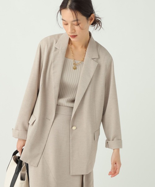 Elura(エルーラ)の「麻調ツイルジャケット/656580(テーラードジャケット・レディース・グレー/ベージュ・MEDIUM/SMALL)」の1枚目の写真