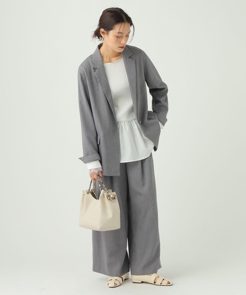 Elura(エルーラ)の「麻調ツイルジャケット/656580(テーラードジャケット・レディース・グレー/ベージュ・MEDIUM/SMALL)」の14枚目の写真