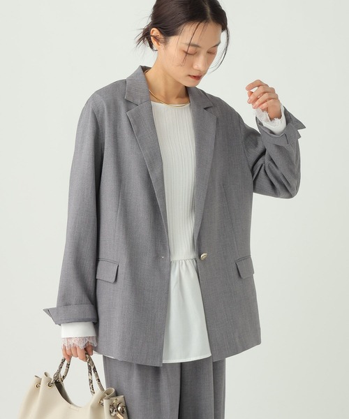 Elura(エルーラ)の「麻調ツイルジャケット/656580(テーラードジャケット・レディース・グレー/ベージュ・MEDIUM/SMALL)」の7枚目の写真