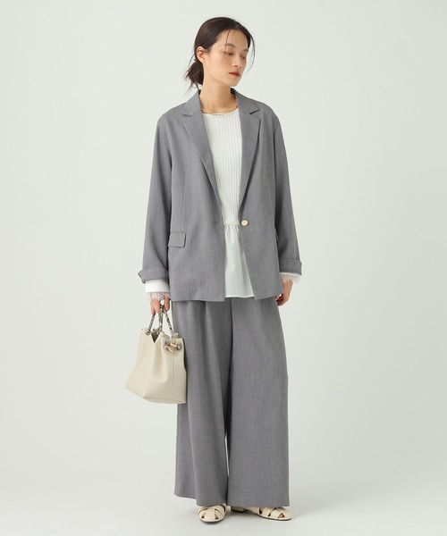 Elura(エルーラ)の「麻調ツイルジャケット/656580(テーラードジャケット・レディース・グレー/ベージュ・MEDIUM/SMALL)」の12枚目の写真