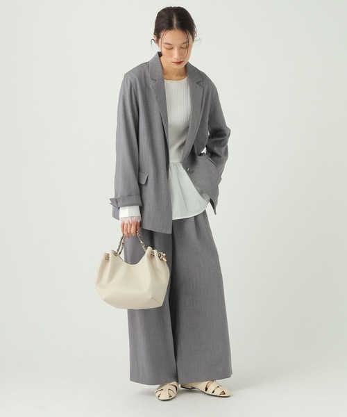 Elura(エルーラ)の「麻調ツイルジャケット/656580(テーラードジャケット・レディース・グレー/ベージュ・MEDIUM/SMALL)」の13枚目の写真