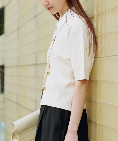 ADAM ET ROPE'(アダムエロペ)の「【サステナブル】2WAYカラー付カーディガン(カーディガン/ボレロ・レディース・ブラック/オフホワイト/サックスブルー・FREE)」の21枚目の写真