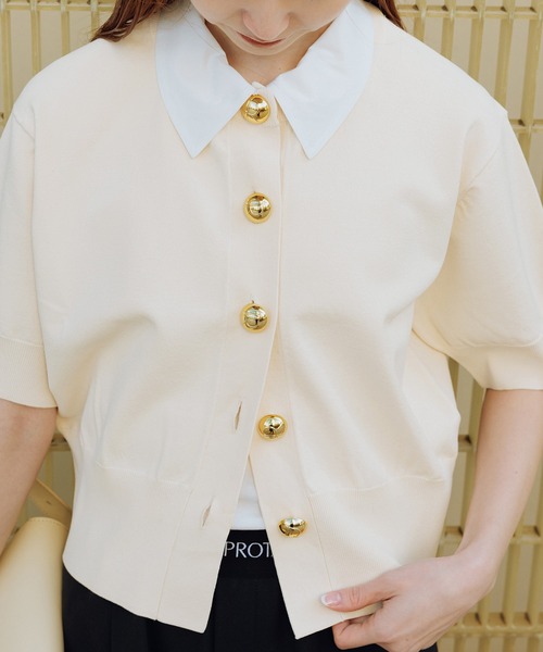 ADAM ET ROPE'(アダムエロペ)の「【サステナブル】2WAYカラー付カーディガン(カーディガン/ボレロ・レディース・ブラック/オフホワイト/サックスブルー・FREE)」の22枚目の写真