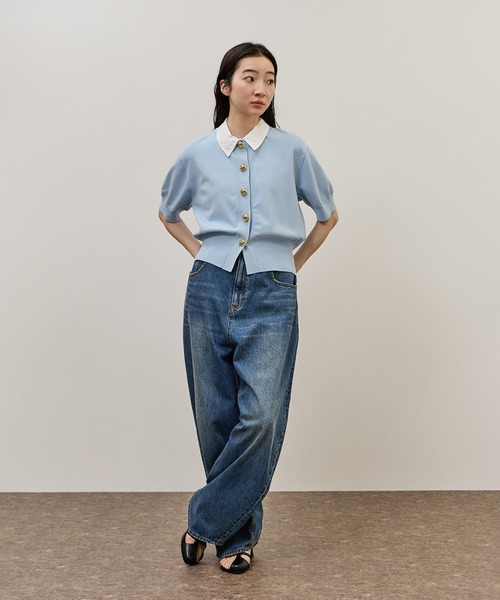 ADAM ET ROPE'(アダムエロペ)の「【サステナブル】2WAYカラー付カーディガン(カーディガン/ボレロ・レディース・ブラック/オフホワイト/サックスブルー・FREE)」の19枚目の写真