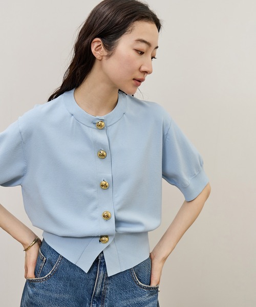 ADAM ET ROPE'(アダムエロペ)の「【サステナブル】2WAYカラー付カーディガン(カーディガン/ボレロ・レディース・ブラック/オフホワイト/サックスブルー・FREE)」の7枚目の写真