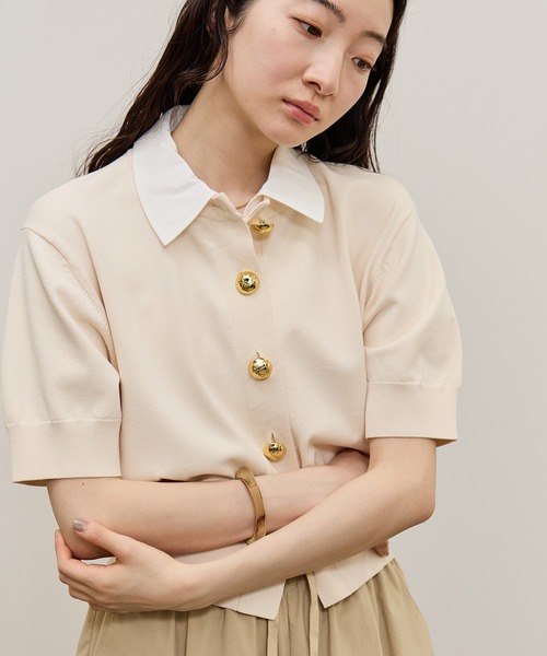 ADAM ET ROPE'(アダムエロペ)の「【サステナブル】2WAYカラー付カーディガン(カーディガン/ボレロ・レディース・ブラック/オフホワイト/サックスブルー・FREE)」の11枚目の写真