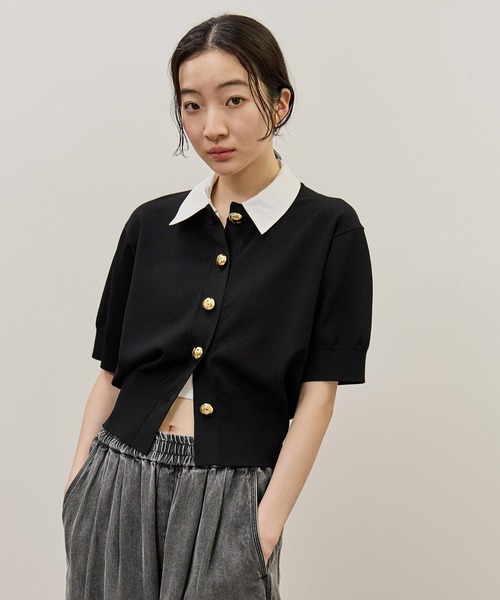 ADAM ET ROPE'(アダムエロペ)の「【サステナブル】2WAYカラー付カーディガン(カーディガン/ボレロ・レディース・ブラック/オフホワイト/サックスブルー・FREE)」の14枚目の写真