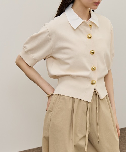 ADAM ET ROPE'(アダムエロペ)の「【サステナブル】2WAYカラー付カーディガン(カーディガン/ボレロ・レディース・ブラック/オフホワイト/サックスブルー・FREE)」の13枚目の写真