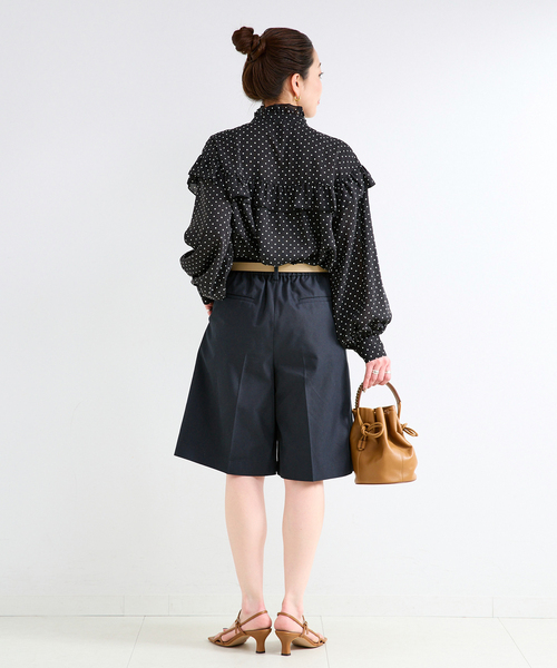B.C STOCK（ベーセーストック）の「ウォッシャブル  / ハーフパンツ（チノパンツ・レディース・ベージュ/ブラック・FREE）」の5枚目の写真
