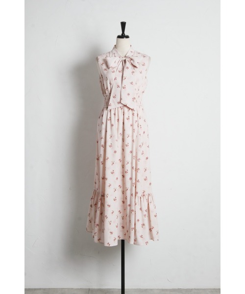 tocco closet(トッコ クローゼット)の「【ZOZO限定】チークフラワーパターンボウタイノースリーブワンピース(ワンピース・レディース・ピンク/ラベンダー/アイボリー・M)」の9枚目の写真
