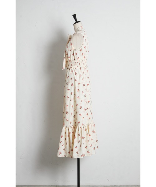 tocco closet(トッコ クローゼット)の「【ZOZO限定】チークフラワーパターンボウタイノースリーブワンピース(ワンピース・レディース・ピンク/ラベンダー/アイボリー・M)」の12枚目の写真