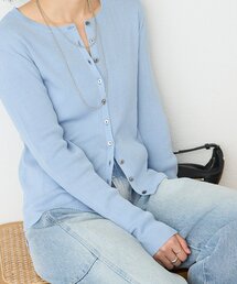 美品✨　リヴドロワ　ヘアリーラメ2WAYカーディガン 2way 水色 着映え◎】ヘアリーラメ2WAYカーディガン | RIVE DROITE(リヴドロワ