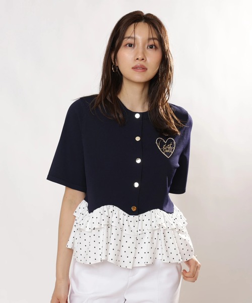 JUSGLITTY(ジャスグリッティー)の「ペプラムカーデ(ニット/セーター・レディース・ピンク/ホワイト/ロイヤルブルー/ネイビー・2)」の22枚目の写真