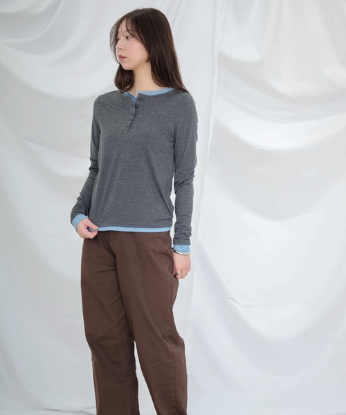 Dita Muaj.（ディータムアージュ）の「ヘンリーネックレイヤードロンT（Tシャツ/カットソー・レディース・チャコールグレー・FREE）」の6枚目の写真
