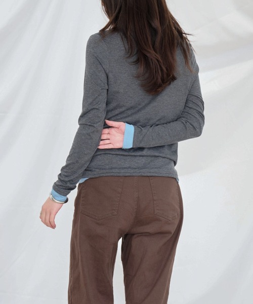 Dita Muaj.（ディータムアージュ）の「ヘンリーネックレイヤードロンT（Tシャツ/カットソー・レディース・チャコールグレー・FREE）」の9枚目の写真