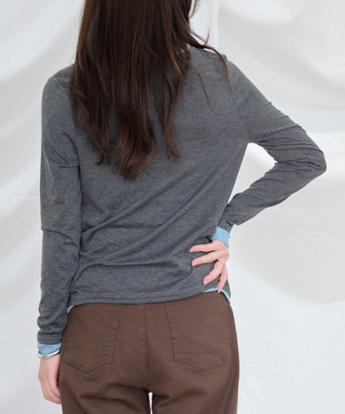 Dita Muaj.（ディータムアージュ）の「ヘンリーネックレイヤードロンT（Tシャツ/カットソー・レディース・チャコールグレー・FREE）」の12枚目の写真