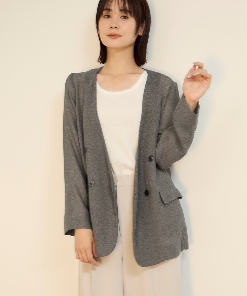 ketty(ケティ)の「グリッディメッシュノーカラージャケット(ノーカラージャケット・レディース・ライトグレー/ブラック/ブラウン・M)」の3枚目の写真