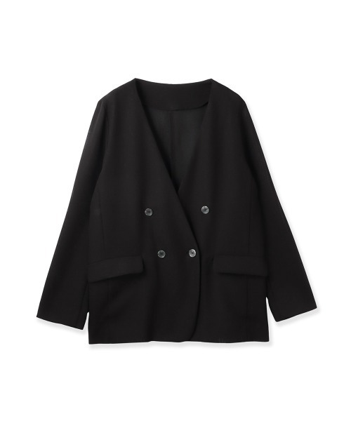 ketty(ケティ)の「グリッディメッシュノーカラージャケット(ノーカラージャケット・レディース・ライトグレー/ブラック/ブラウン・M)」の4枚目の写真