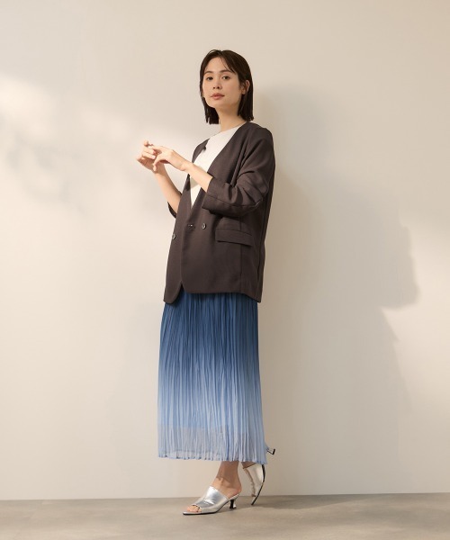 ketty(ケティ)の「グリッディメッシュノーカラージャケット(ノーカラージャケット・レディース・ライトグレー/ブラック/ブラウン・M)」の14枚目の写真