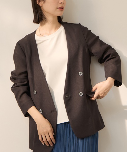 ketty(ケティ)の「グリッディメッシュノーカラージャケット(ノーカラージャケット・レディース・ライトグレー/ブラック/ブラウン・M)」の12枚目の写真