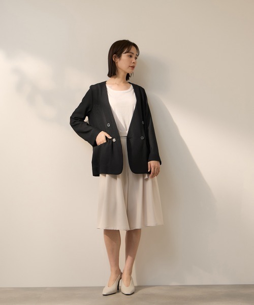 ketty(ケティ)の「グリッディメッシュノーカラージャケット(ノーカラージャケット・レディース・ライトグレー/ブラック/ブラウン・M)」の10枚目の写真