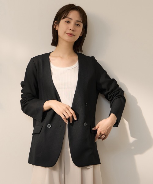ketty(ケティ)の「グリッディメッシュノーカラージャケット(ノーカラージャケット・レディース・ライトグレー/ブラック/ブラウン・M)」の5枚目の写真