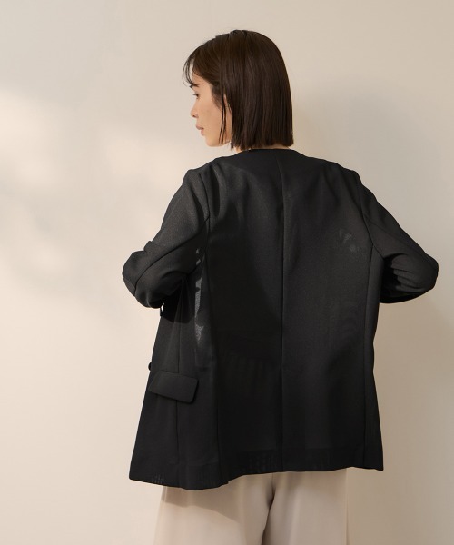 ketty(ケティ)の「グリッディメッシュノーカラージャケット(ノーカラージャケット・レディース・ライトグレー/ブラック/ブラウン・M)」の7枚目の写真