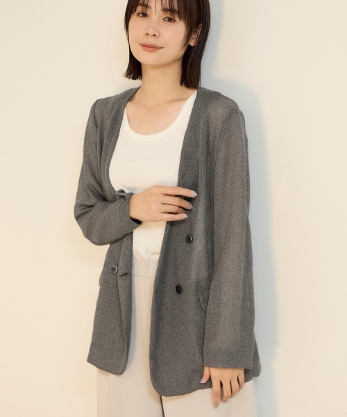 ketty(ケティ)の「グリッディメッシュノーカラージャケット(ノーカラージャケット・レディース・ライトグレー/ブラック/ブラウン・M)」の21枚目の写真
