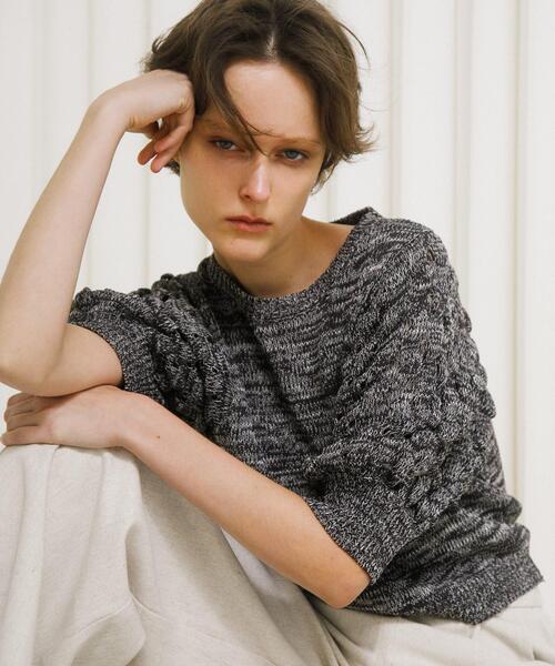 LAATO（ラート）の「lantern sleeve knit（ニット/セーター・レディース・その他1/ダークグレー/オフホワイト・FREE）」の2枚目の写真