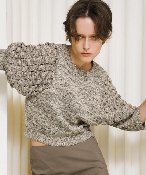 LAATO（ラート）の「lantern sleeve knit（ニット/セーター・レディース・その他1/ダークグレー/オフホワイト・FREE）」の10枚目の写真