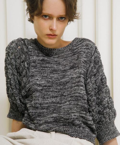 LAATO（ラート）の「lantern sleeve knit（ニット/セーター・レディース・その他1/ダークグレー/オフホワイト・FREE）」の22枚目の写真