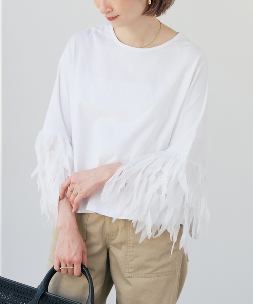 AAYUSHI / アユーシ フェザーフリルカットソー（Tシャツ/カットソー
