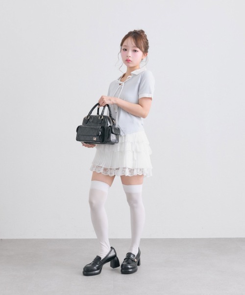 OLIVE des OLIVE（オリーブデオリーブ）の「レイヤード風衿トップス（Tシャツ/カットソー・レディース・トップグレー/ブラック/サックスブルー/ベージュ・FREE）」の15枚目の写真