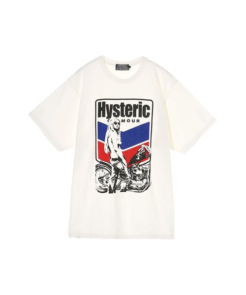 HYSTERIC GLAMOUR(ヒステリックグラマー)の「MOTORCYCLE GIRL Tシャツ(Tシャツ/カットソー・メンズ・ピンク/ホワイト/ブラック・X-LARGE/LARGE/MEDIUM/SMALL)」の1枚目の写真