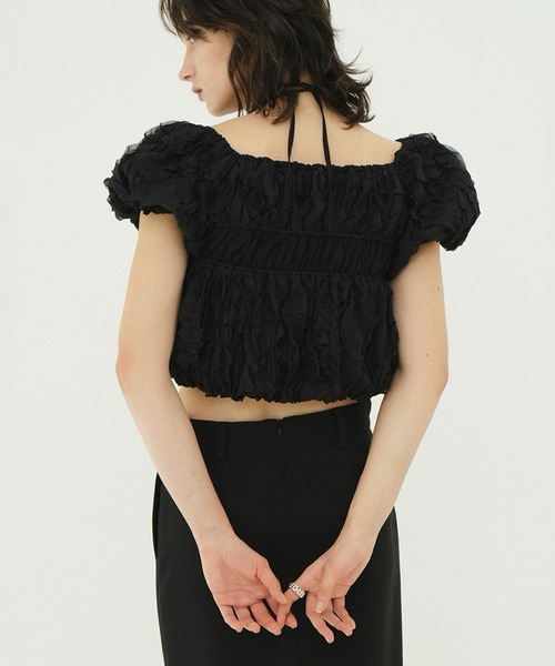 CLANE（クラネ）の「W FACE TOPSTITCHED FRILL TOPS（その他トップス・レディース・ブラック/アイボリー・2/1）」の2枚目の写真