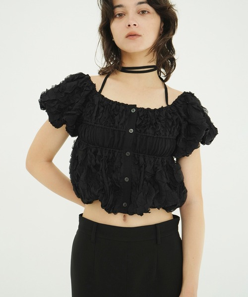 CLANE（クラネ）の「W FACE TOPSTITCHED FRILL TOPS（その他トップス・レディース・ブラック/アイボリー・2/1）」の10枚目の写真