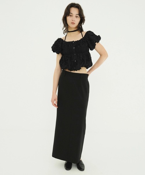 CLANE（クラネ）の「W FACE TOPSTITCHED FRILL TOPS（その他トップス・レディース・ブラック/アイボリー・2/1）」の14枚目の写真