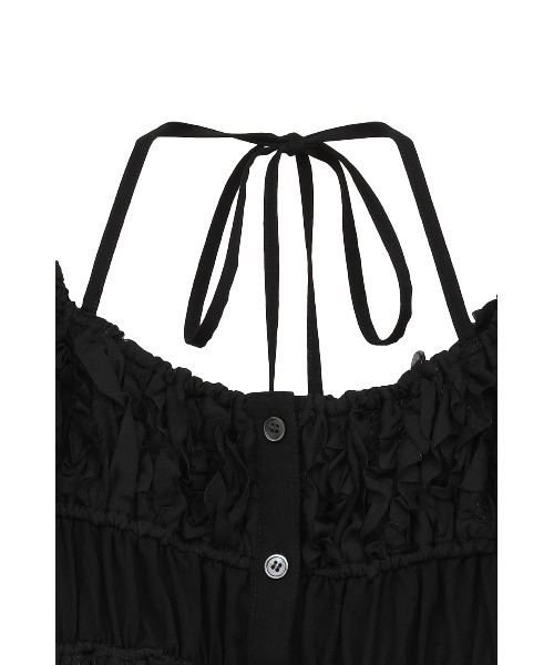 ▪️専用　BORDER FRILL TOP(38) 　BLACK LENA BLACK SILK FRILL TOP – DISSH