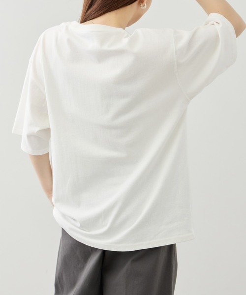 Mac-House(マックハウス)の「オジーサガラ刺繍 クルーネック 半袖Tシャツ(Tシャツ/カットソー・メンズ・ピンク/ホワイト系1/ホワイト系2/ブルーグリーン・M/L)」の10枚目の写真